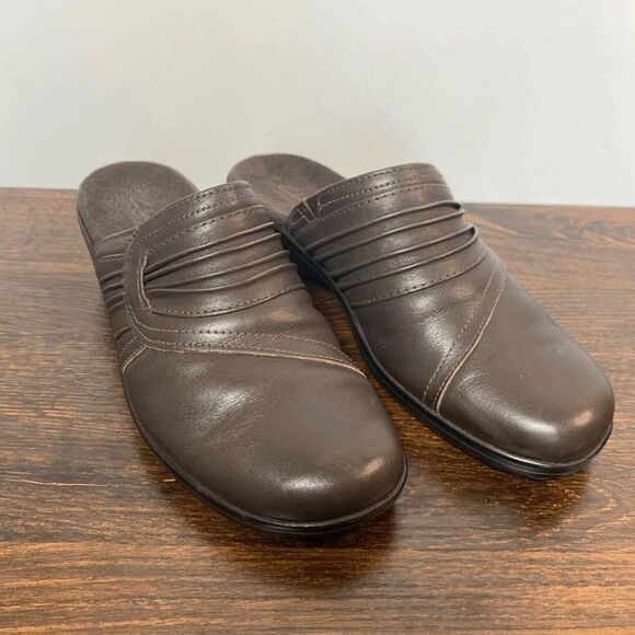 Clarks Bendables Brown Leather Mule Size - Picture 1 of 9